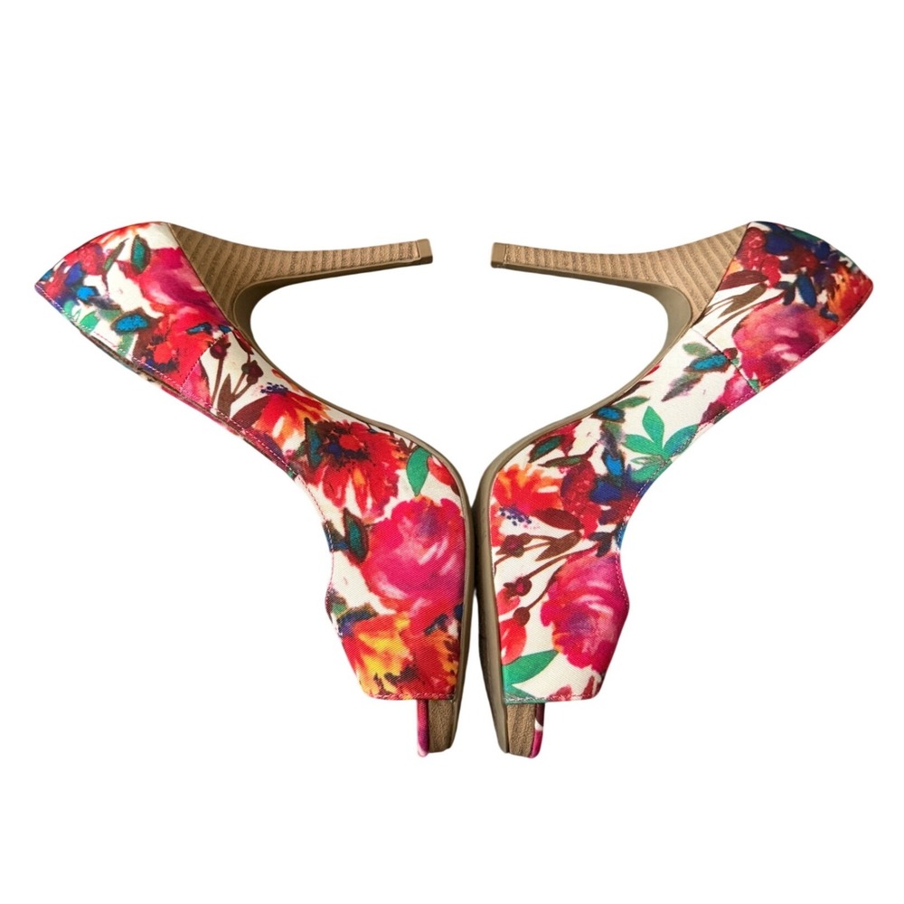 Christian Siriano for Payless Floral Peep Toe Multicolor Stiletto Heels 8.5 - Picture 2 of 5